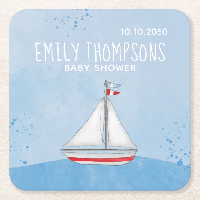 Babydusche Wasserfarbe Wasserkocher Rechteckiger Pappuntersetzer (Vorderseite)