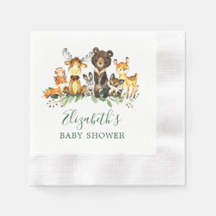 Babydusche Wasserfarben Landtiere Serviette