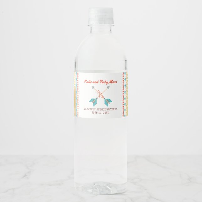 Babydusche Wasserflasche-Etikett | Boho Chic Wasserflaschenetikett (Vorderseite)