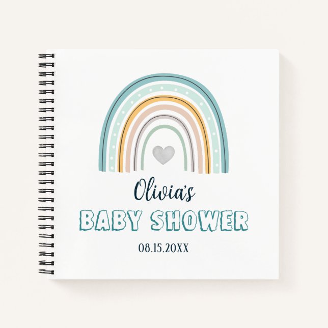 Babydusche Watercolor Boho Rainbow Notizbuch (Vorderseite)