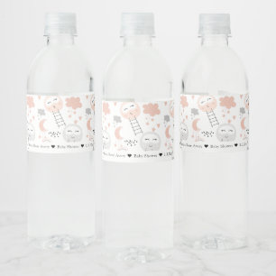 Babydusche Weg zum Mond Personalisiert Wasserflaschenetikett