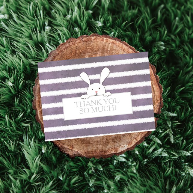 Babydusche Weißer Lila Streifen Dankeskarte (Von Creator hochgeladen)