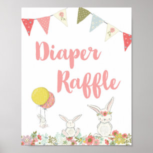 Babydusche Weißes Kaninchen-Windeln Raffelzeichen Poster