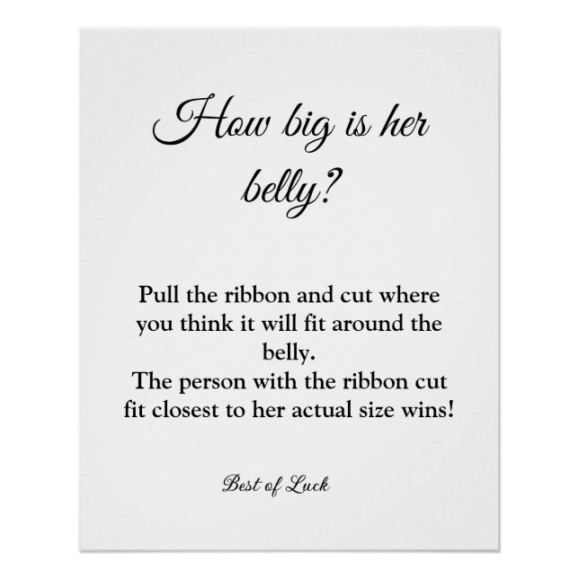 Babydusche wie groß ist ihr Bauchspielzeichen Poster (Vorderseite)