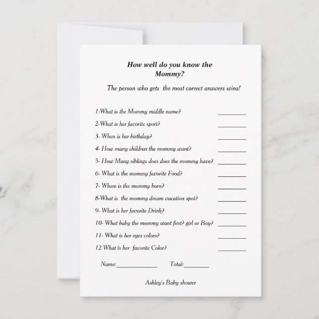 Babydusche Wie gut kennen Sie die Mama, um zu sein Einladung (Vorderseite)