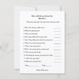 Babydusche Wie gut kennen Sie die Mama, um zu sein Einladung