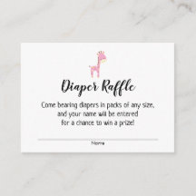 Babydusche Windeln Raffelkarten mit rosa Giraffe