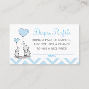 Babydusche Windeln Raffle Baby Blue Elephants Anru Telefonnummerkarte