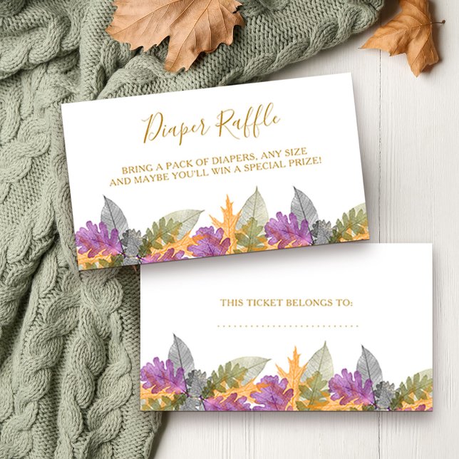 Babydusche Windeln Raffle Oktober Blätter Begleitkarte (Fall Baby Shower Diaper Raffle Tickets from my October Leaves collection)