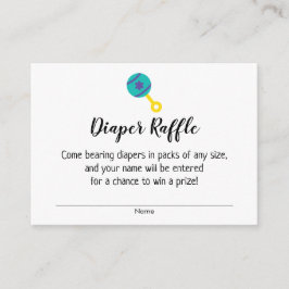 Babydusche Windeln Raffle Tickets mit Aquamarinem Begleitkarte