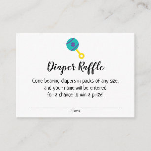 Babydusche Windeln Raffle Tickets mit Aquamarinem  Begleitkarte