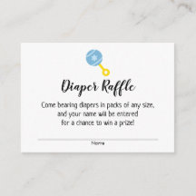 Babydusche Windeln Raffle Tickets mit Blue Rattle