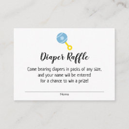 Babydusche Windeln Raffle Tickets mit Blue Rattle Begleitkarte
