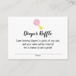 Babydusche Windeln Raffle Tickets mit rosa Rattle Begleitkarte