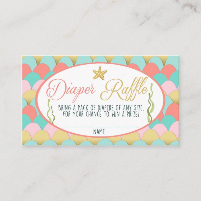 Babydusche Windelwaschkarte Mermaid Coral Pink Begleitkarte (Vorderseite)