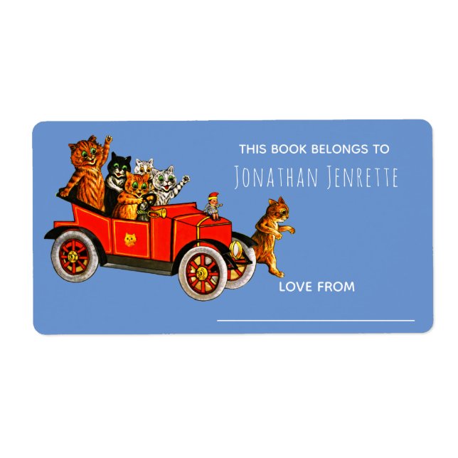 Babydusche Witziger Cartoon Katzen Retro Auto Kind (Vorne)