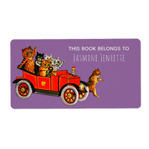 Babydusche Witziger Cartoon Katzen Retro Auto Lila