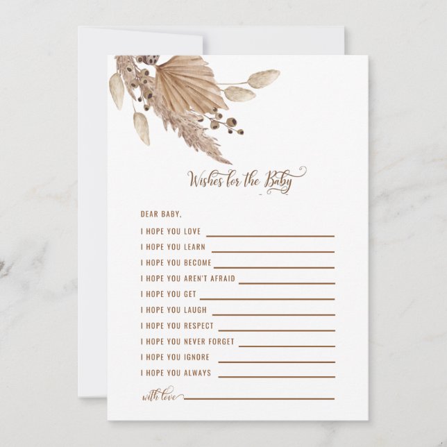 Babydusche Wünsche für Baby Pampas III Einladung (Vorderseite)