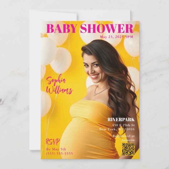 Babydusche-Zeitschrift Cover Einladung (Vorderseite)