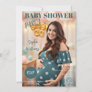 Babydusche-Zeitschrift Cover Einladung