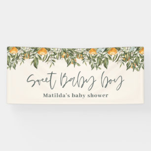 Babydusche Zitrusorange botanisches Blattwerk Banner