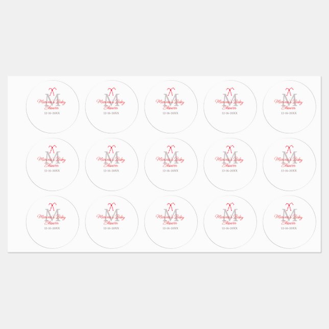 Babydusche Zuckerrohr Weihnachtsfeiermonographie Etiketten (Blatt)