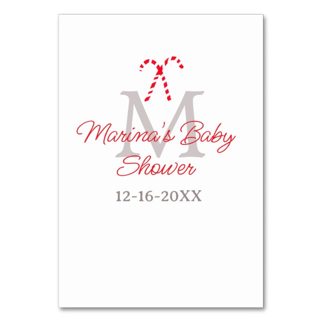 Babydusche Zuckerrohr Weihnachtsfeiermonographie Tischnummer (Vorderseite)