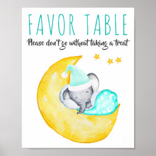 BabyduschElefant auf dem Mond Gefälligkeitsschild Poster