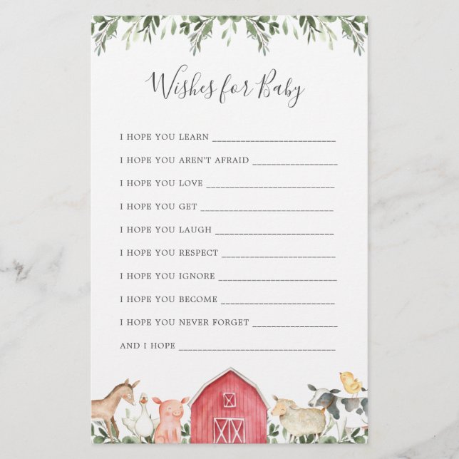 Babyduschen für landwirtschaftliche Nutztiere (Vorderseite)