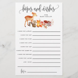 Babyduschenempfehlung für Holztiere Papierkarte Flyer