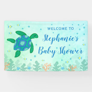 Babyduschenschildkröte unter dem Meer Empfang Banner