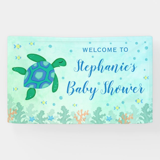 Babyduschenschildkröte unter dem Meer Empfang Banner (Horizontal)