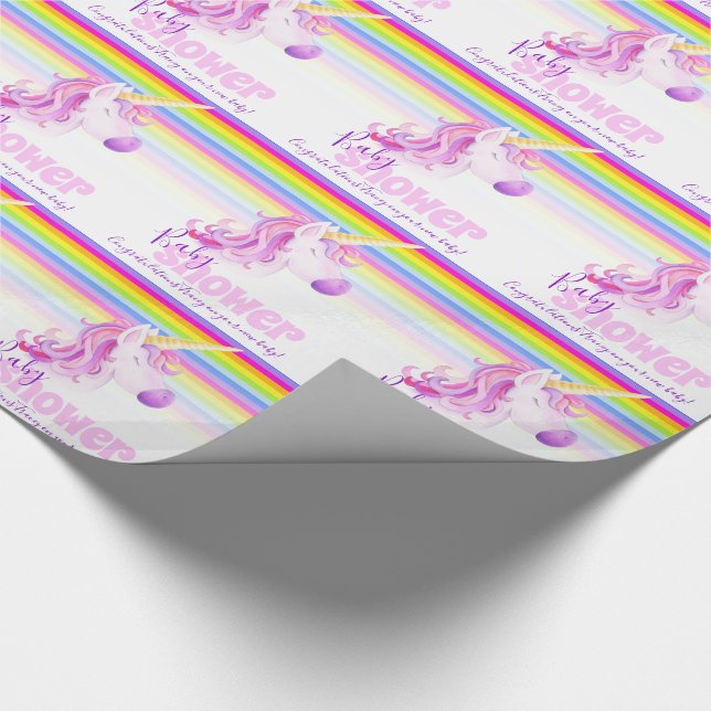 Babyduschenverpackung des Unicornregenbogens Geschenkpapier (Ecke)