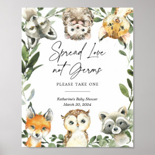 Babyduschenzeichen für Waldtiere Poster