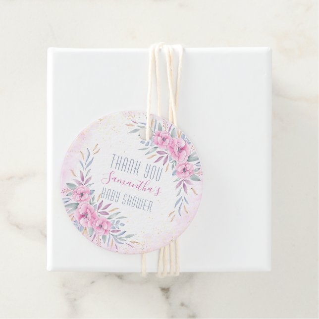 BabyduscheVielen Dank, dass Sie rosa Blume blau ma Geschenkanhänger (Beispiel)