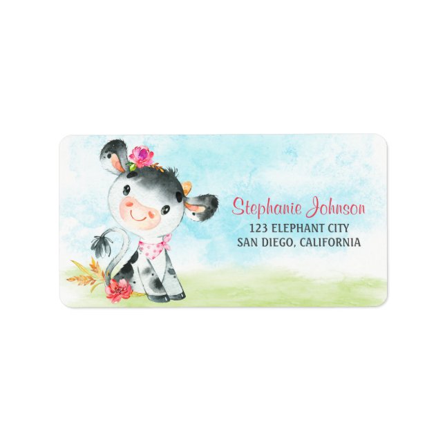 Babyduschfarm für Wasserfarben Adressaufkleber (Vorne)