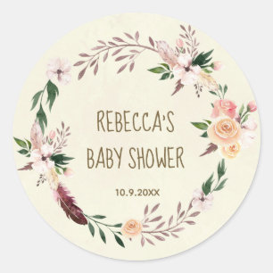 Babyduschfavoriten Aufkleber boho Blumenfeder