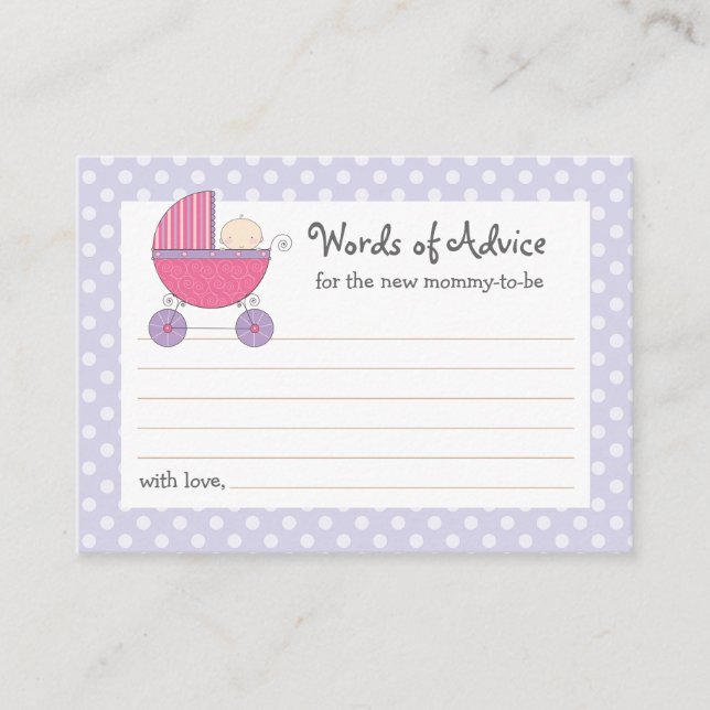 Babyduschgarage mit Mommy Advice Card | Rosa Hinweiskarte (Vorderseite)
