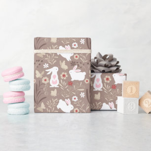 Babyduschkaninchen in Braun Geschenkpapier