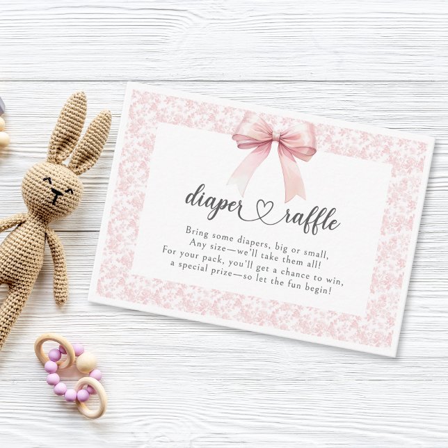 Babyduschkarte für die Dusche der Rosa Bow Toile Begleitkarte (Pink Bow Toile Girl Baby Shower Enclosure Card)