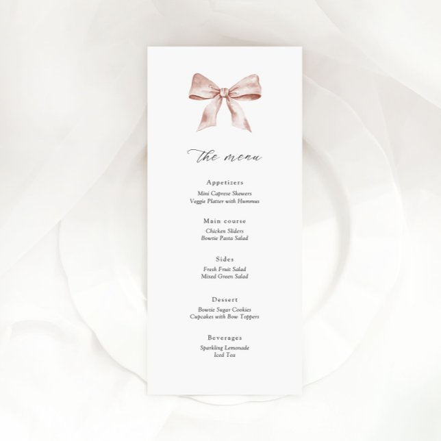 Babyduschkarte mit staubfarbenem rosa Bug Menükarte (Von Creator hochgeladen)