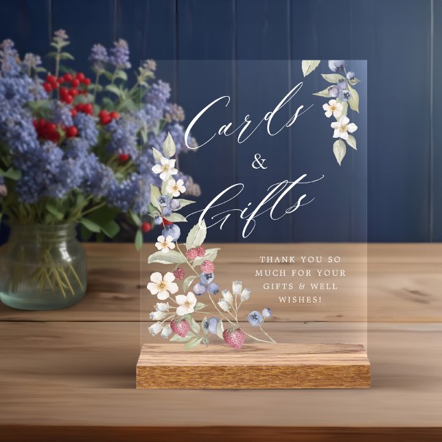 Babyduschkarten & Geschenke Wilde Berries & Blume Acrylschild (Baby Shower Cards & Gifts Wild Berries & Flowers Acrylic Sign)