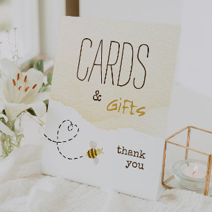 Babyduschkarten und Geschenke für die süße Hummel Sockelschild