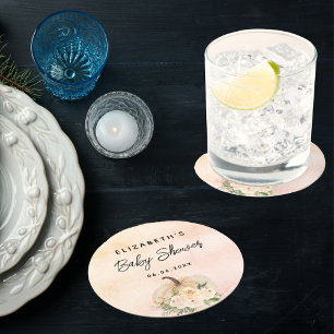 Babyduschkürbis Rose Runder Pappuntersetzer