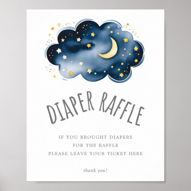 Babyduschmaschine für Mond und Stars - Raffelzeich Poster (Vorne)