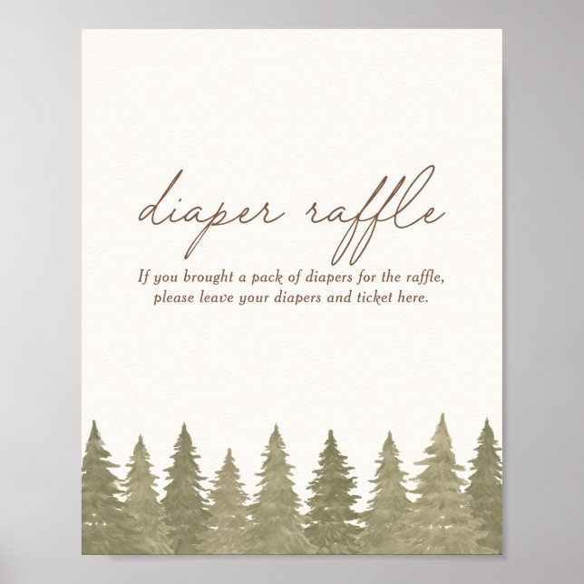 Babyduschmaschine Woodland Windeln Raffelzeichen Poster (Vorne)