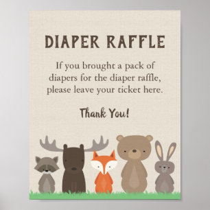 Babyduschmaschine Woodland Windeln Raffelzeichen Poster