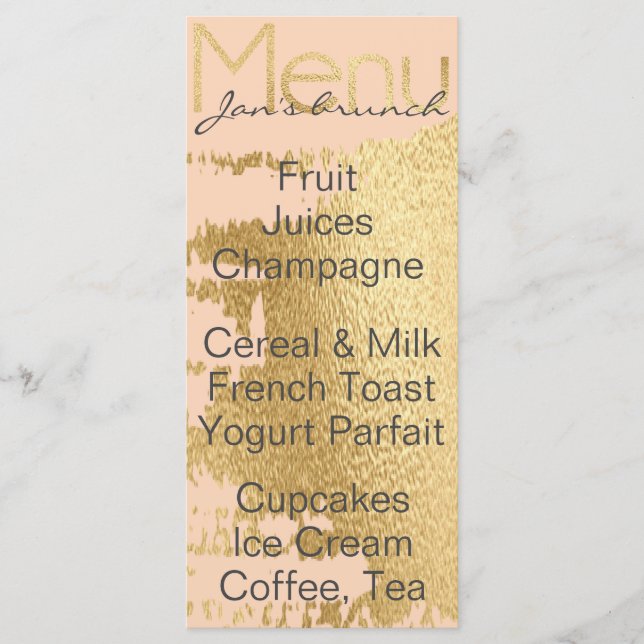 Babyduschmenü "Classic Gold/Pink" Menükarte (Vorderseite)