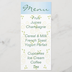 Babyduschmenü "Gold Blue Birds" Menükarte