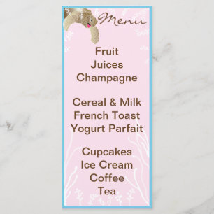 Babyduschmenü "Pink Turtle" Menükarte
